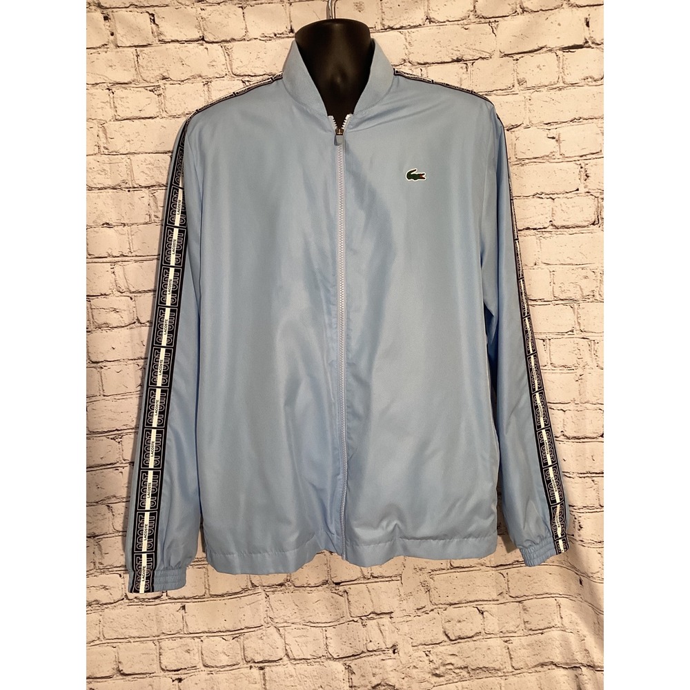 Lacoste Sport Mens Light Blue Logo Tape Track Jacket XL Full Zip BH3372